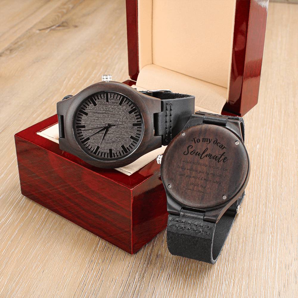 To My Dear Soulmate Watch - Soulmate Engraved Watch - To My Husband You Are My Soulmate And Bestfriend Love Wife Engra Engraved Wooden Watch