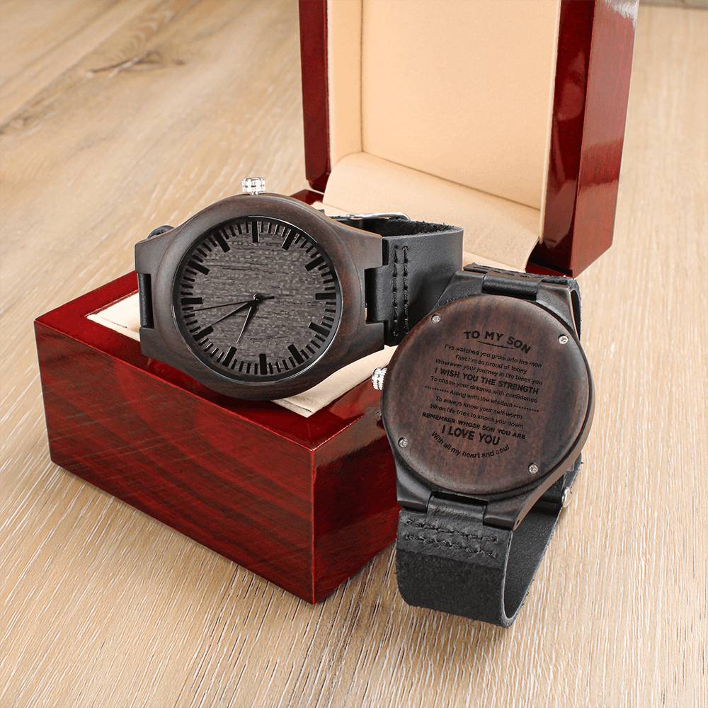 Gift For Son The Man I‘M Proud Of Engraved Wooden Watch