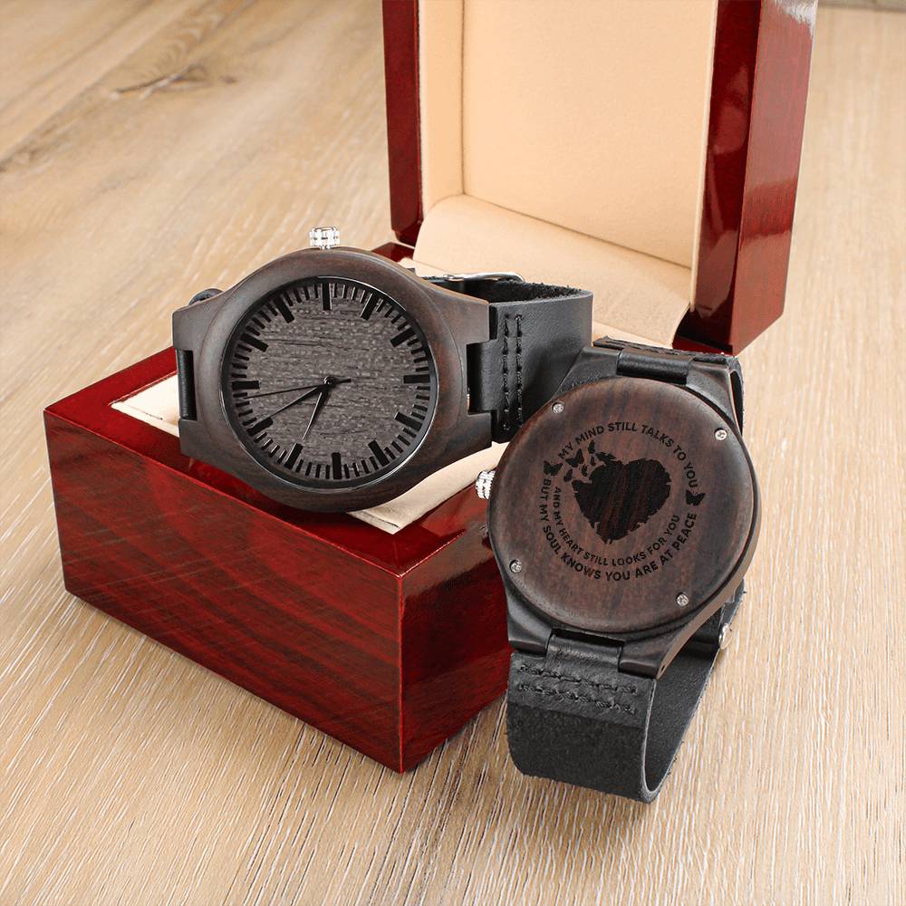 Butterflies My Mind Still Talks To You Gift For Man Engraved Wooden Watch