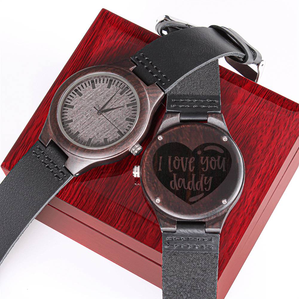 I Love You Daddy Watch - Father's Day Gift For Dad I Love You Engraved Watch Men's Watch Gifts F Engraved Wooden Watch