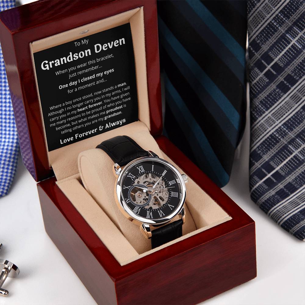 To My Grandson Deven Openwork Watches