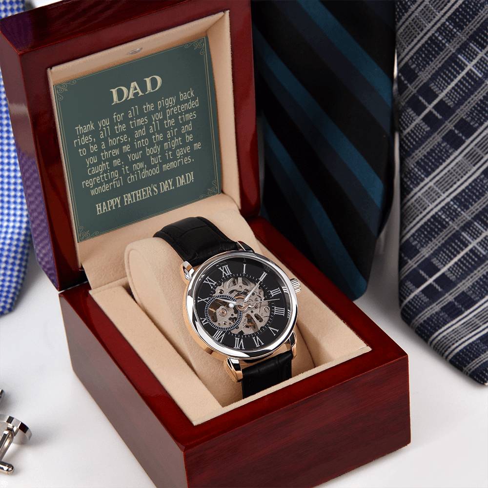 Openwork Watch Father's Day Gift From Daughter To My Dad Watch Wrist Watch With Message Card For Dad Birthday Gift For Dad From Daughter