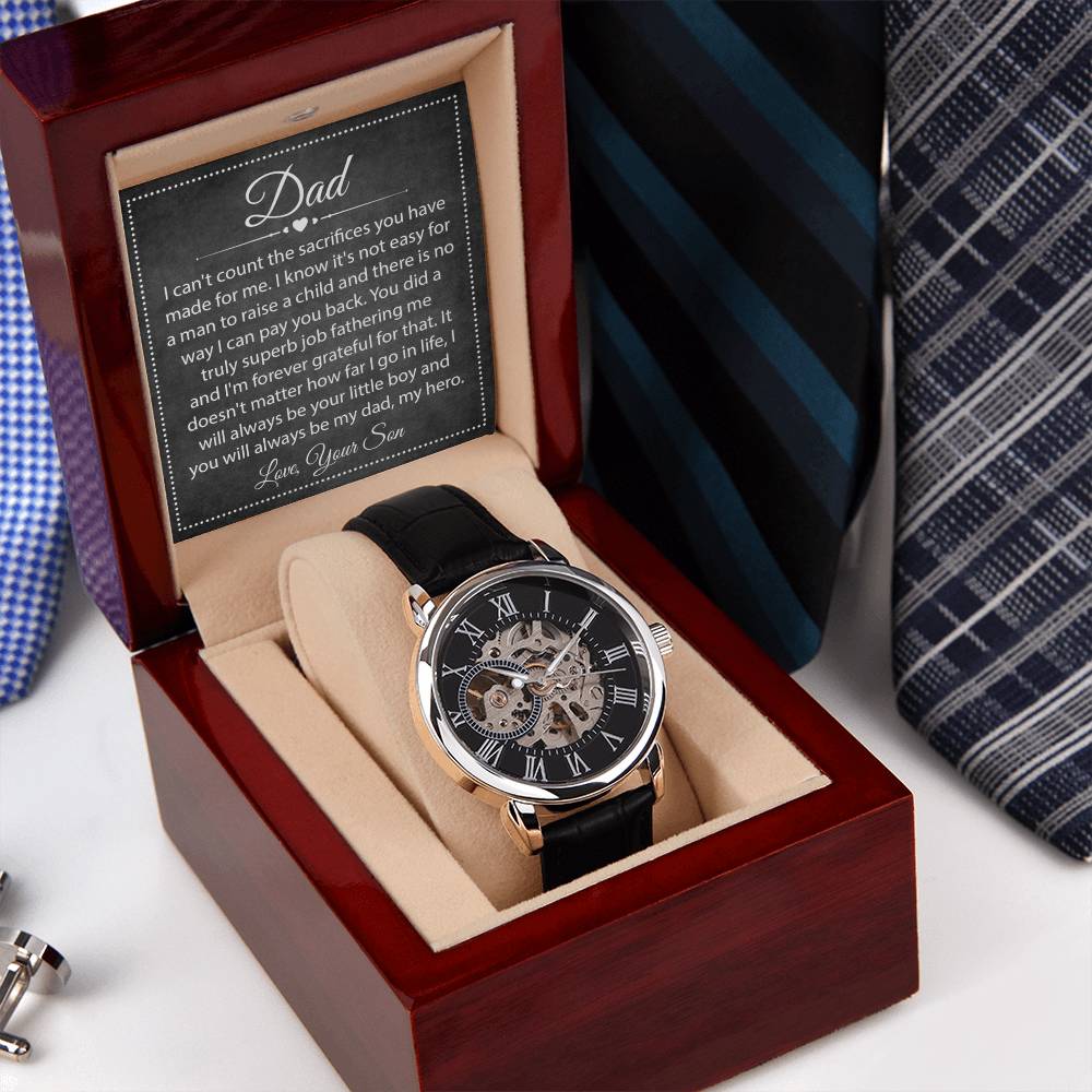 To My Dad Openwork Watch Dad Gift From Son Father's Day Gift For Dad Dad Birthday Gift