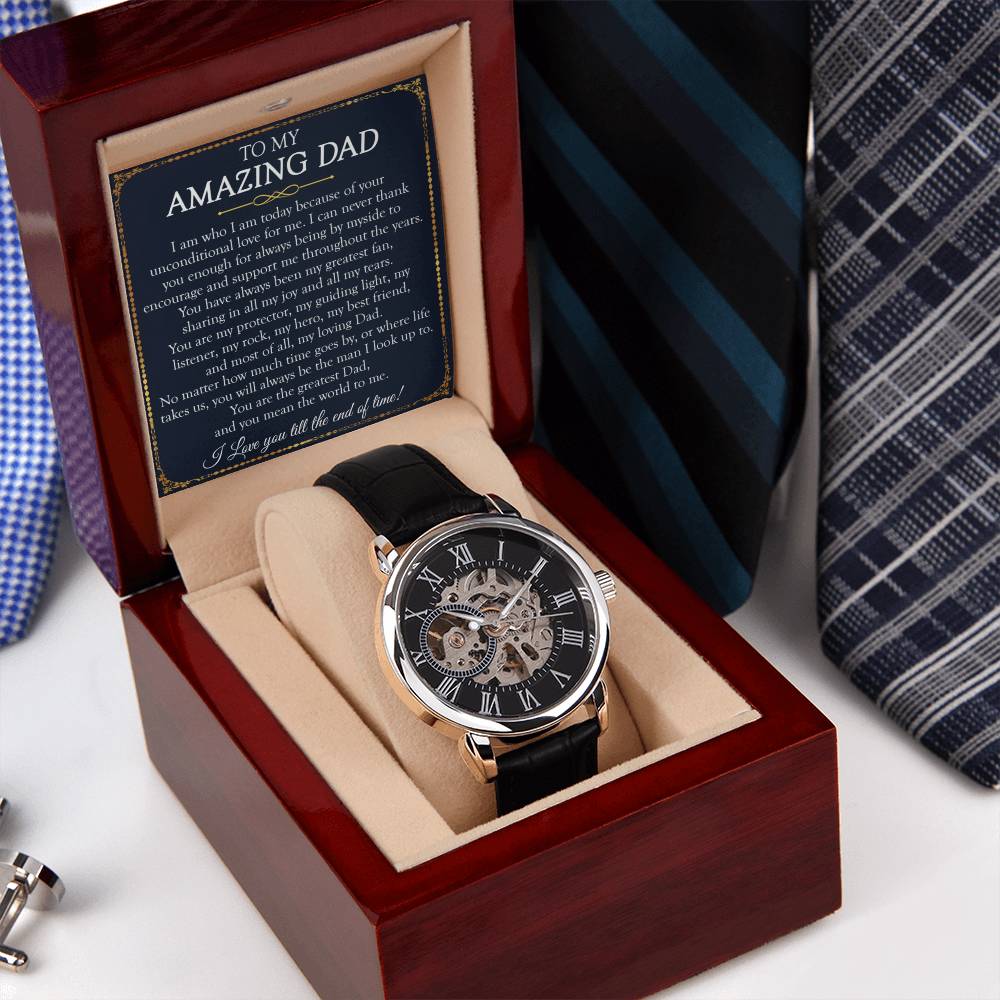 To My Amazing Dad Openwork Watch Father's Day Gift For Dad Dad Gift From Daughter Dad Birthday Gift