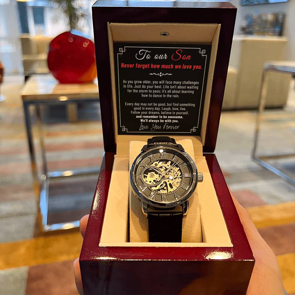 To Our Son -  Openwork Watches Black