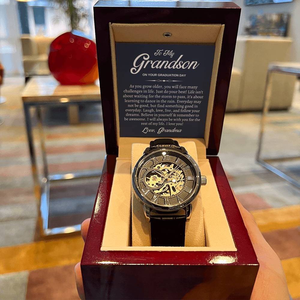 To My Grandson Grandson Gift From Grandma Grandson Watch Gift Grandson Graduation Gift Meaningful Openwork Watch
