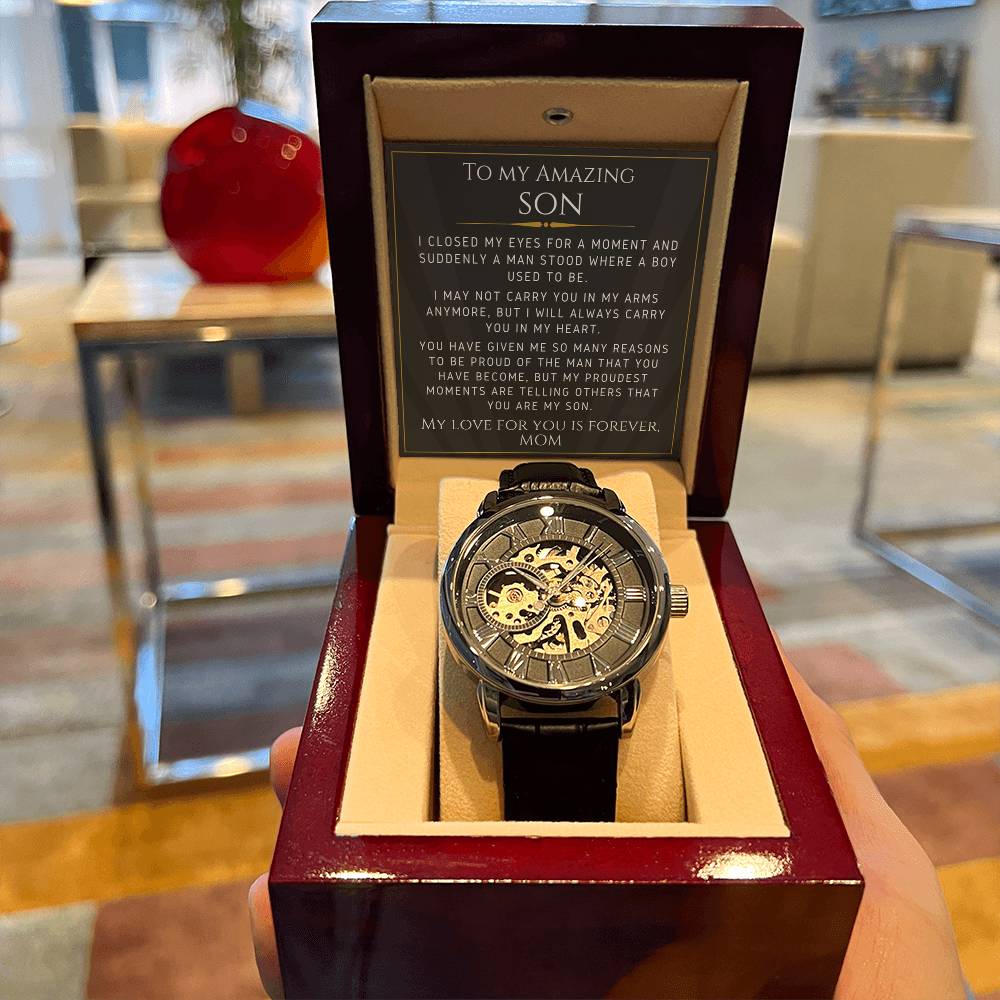 Openwork Watches For Your Son From Mom - Gift For Birthday, Christmas, Graduation, Confirmation, Father's Day