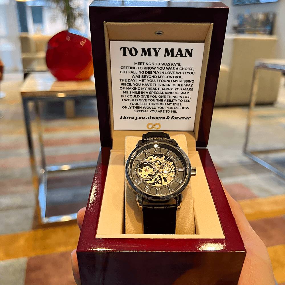 To My Man - I Love You Forever - Braided Openwork Watches Gift Set