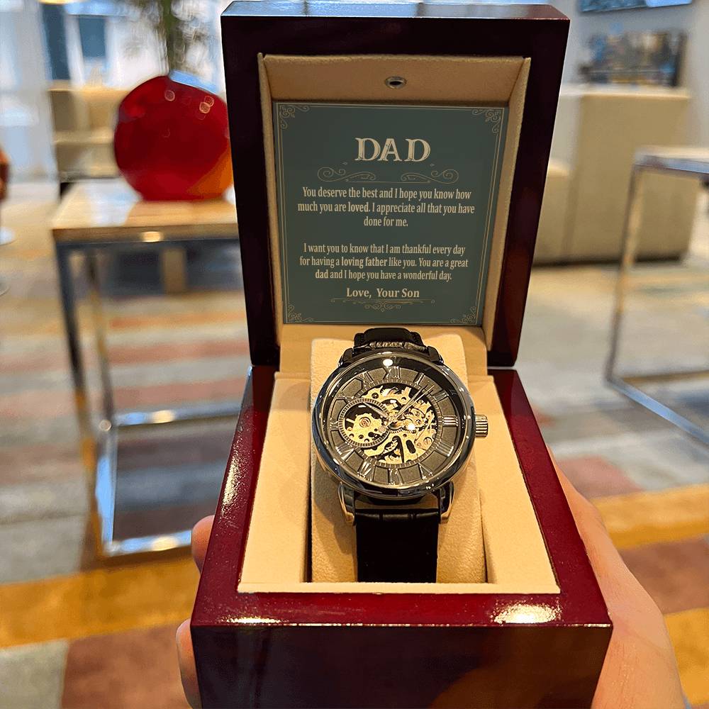 To My Dad Gift Watch Openwork Watch For Dad Watch For Men Father's Day Gift Watch Dad Birthday Gift To Dad From Son