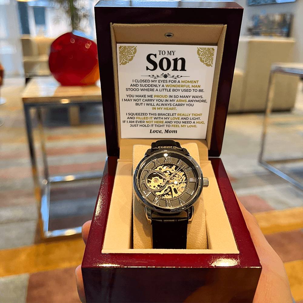 To My Son  Mom  Braided Openwork Watches Gift Set