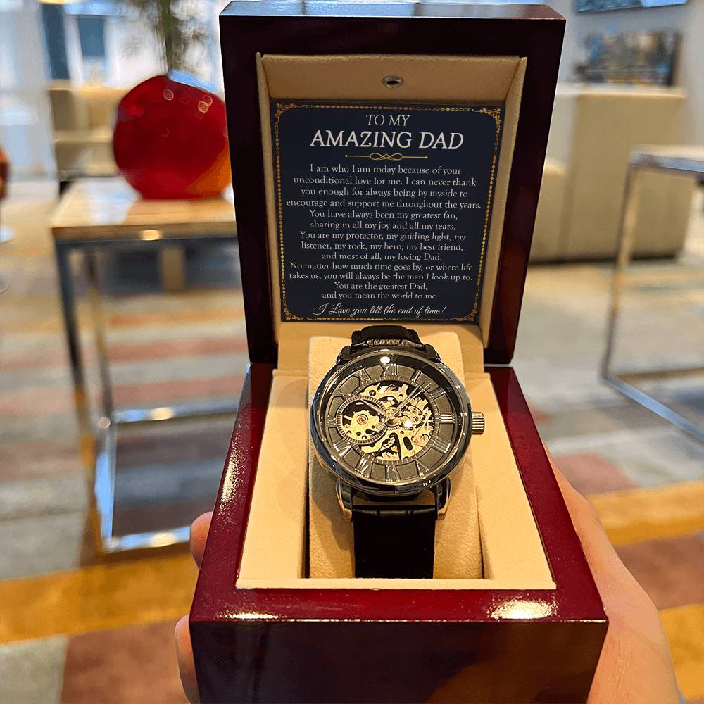 To My Amazing Dad Openwork Watch Father's Day Gift For Dad Dad Gift From Daughter Dad Birthday Gift