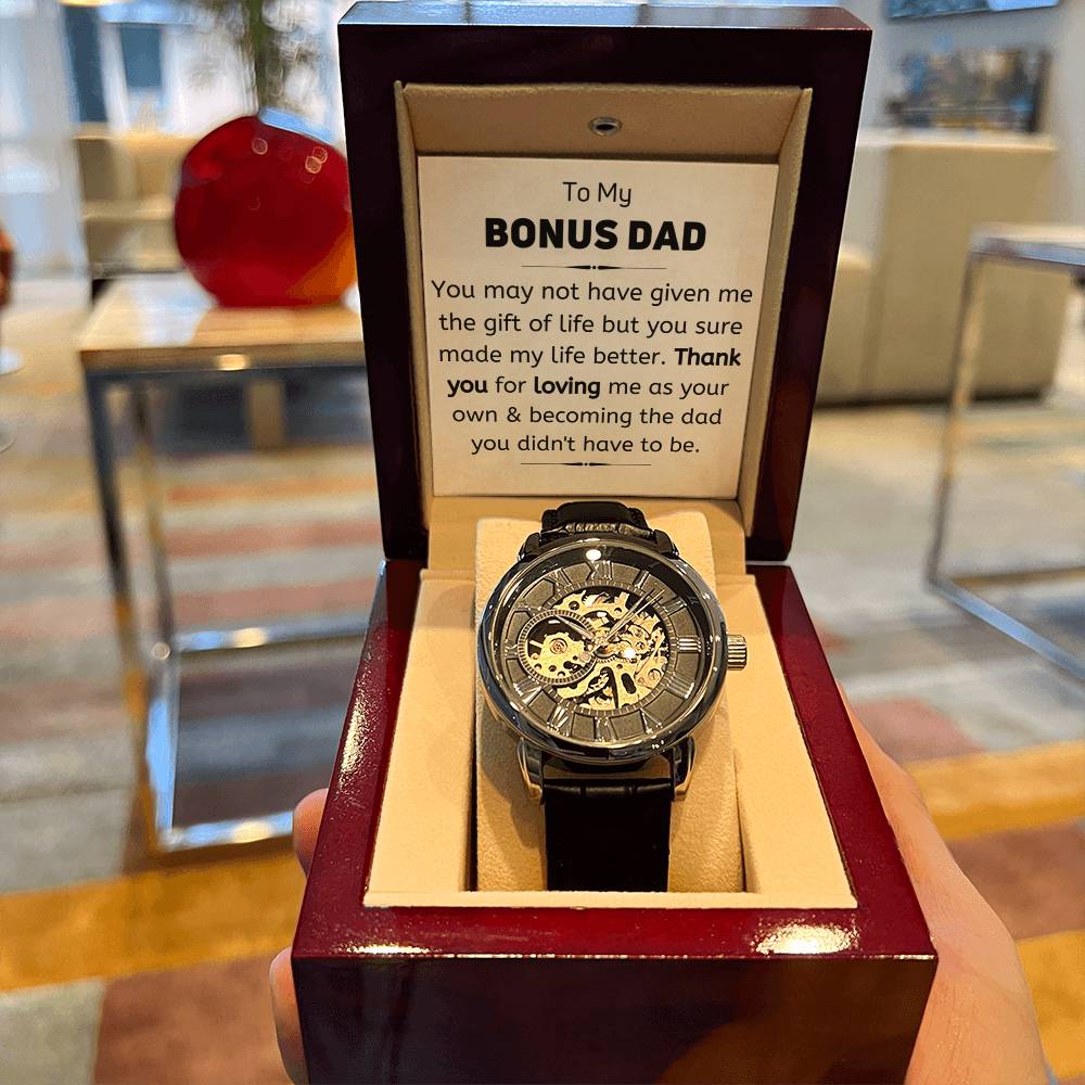 To My Bonus Dad - Thank You - Openwork Watch