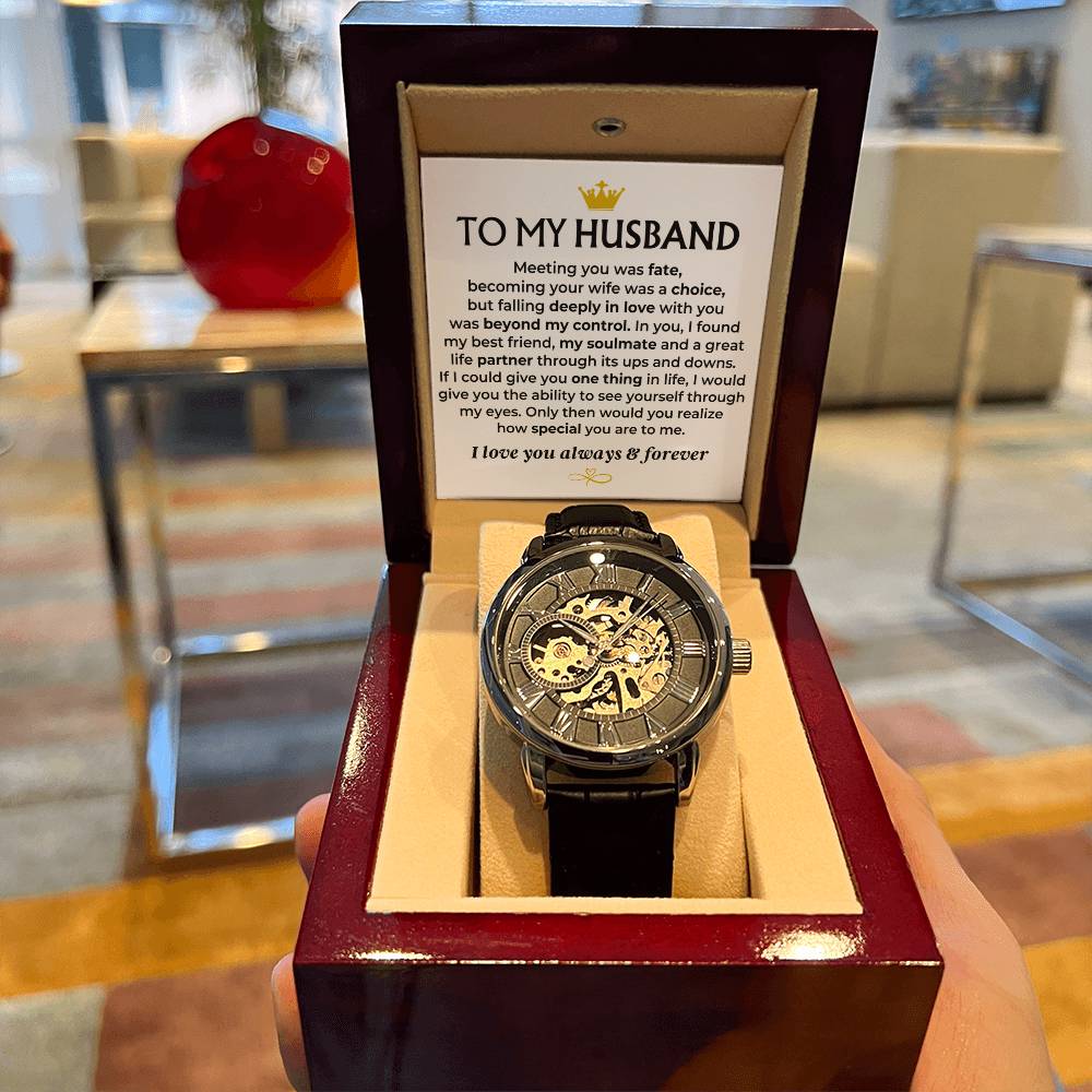 To My Husband  Love You Forever  Braided Openwork Watches Gift Set