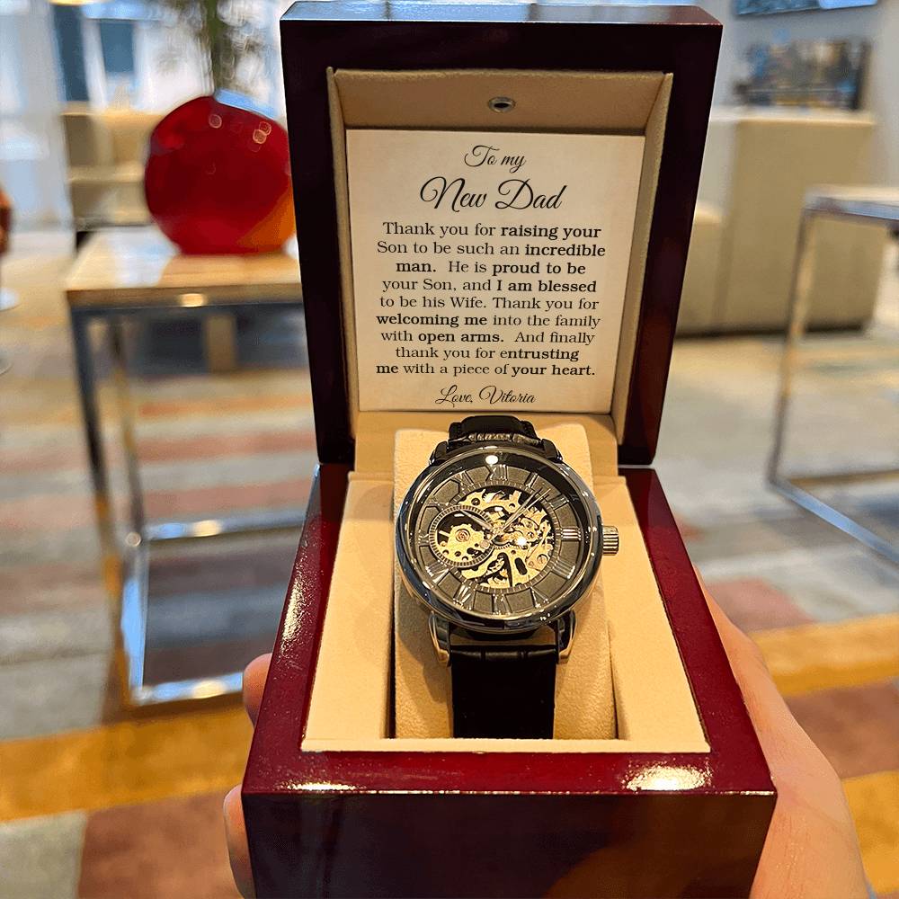 To My Father In Law Wedding Gift Openwork Watch Gift For Father Of The Groom From Bride Future Father In Law Gift