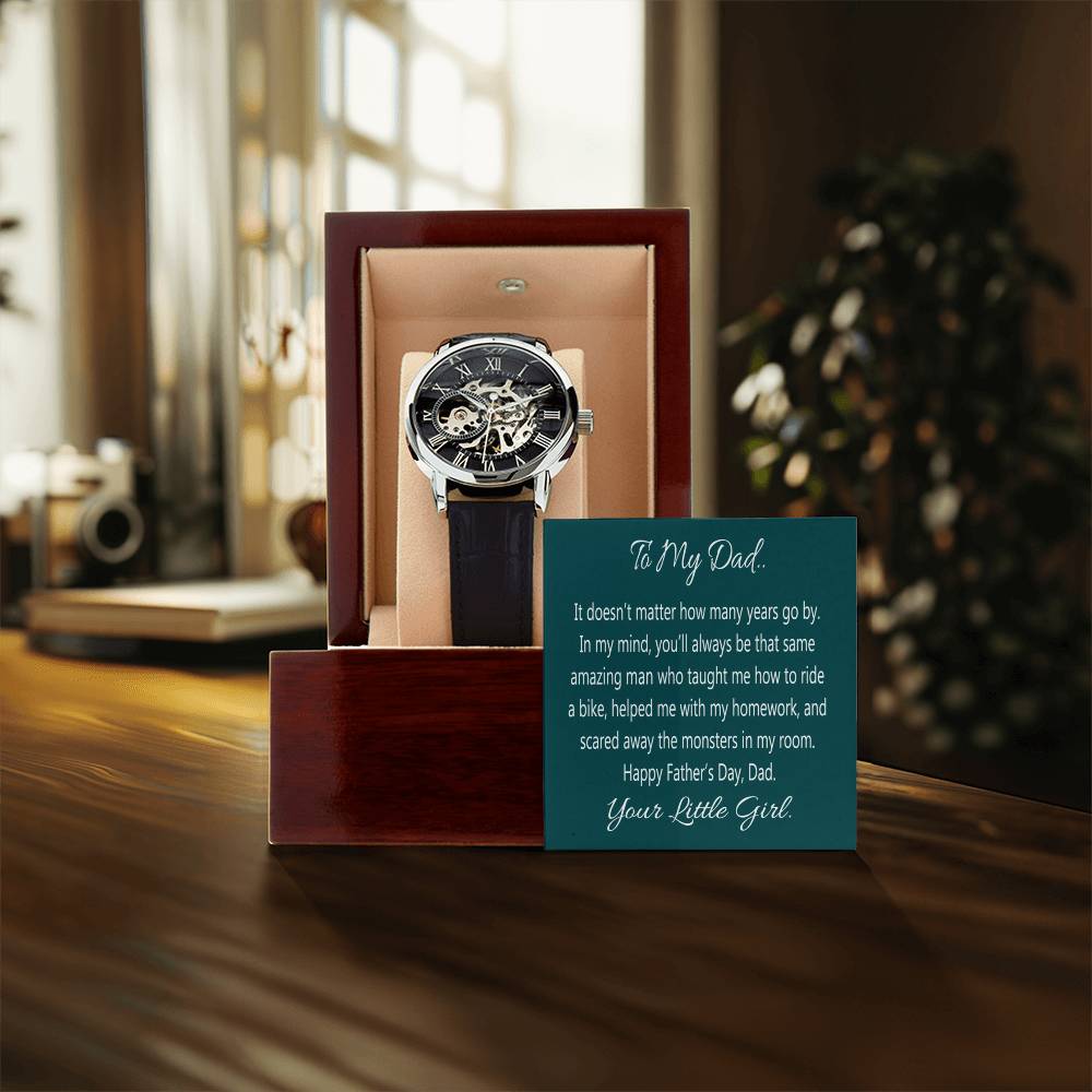 To My Dad Watch To Dad From Daughter Gift Openwork Watch With Message Card For Dad Father's Day Gift From Daughter