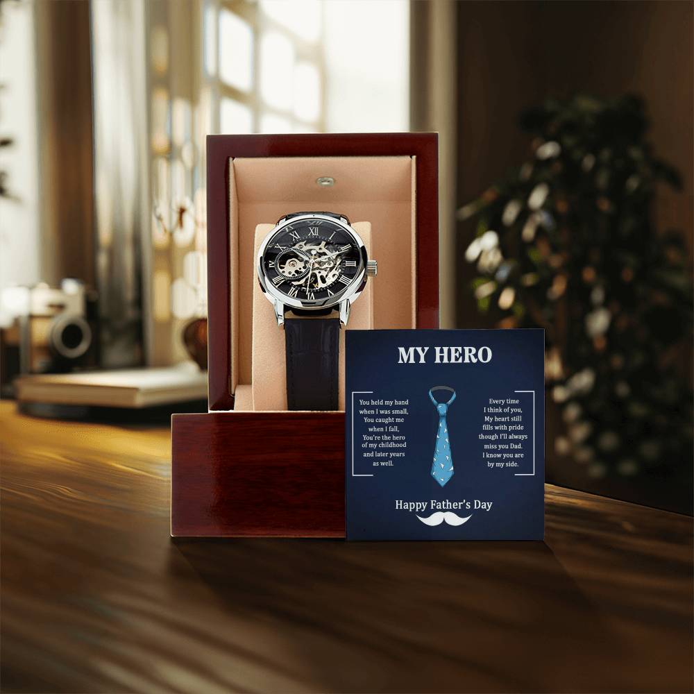 Dad My Hero - Father's Day Gift For Dad - Men's Openwork Watch