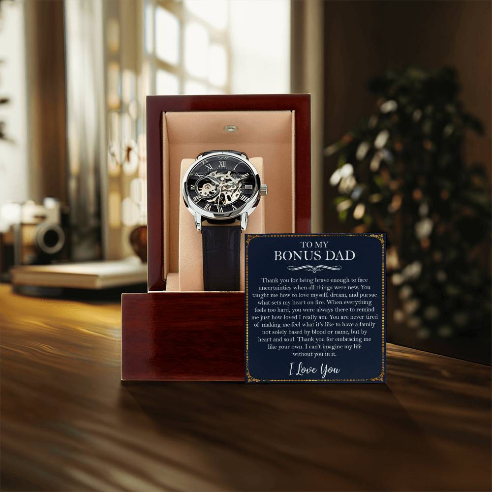 Bonus Dad Gift From Daughter To My Bonus Dad Watch Father's Day Gift Step Dad Birthday Gift Openwork Watch
