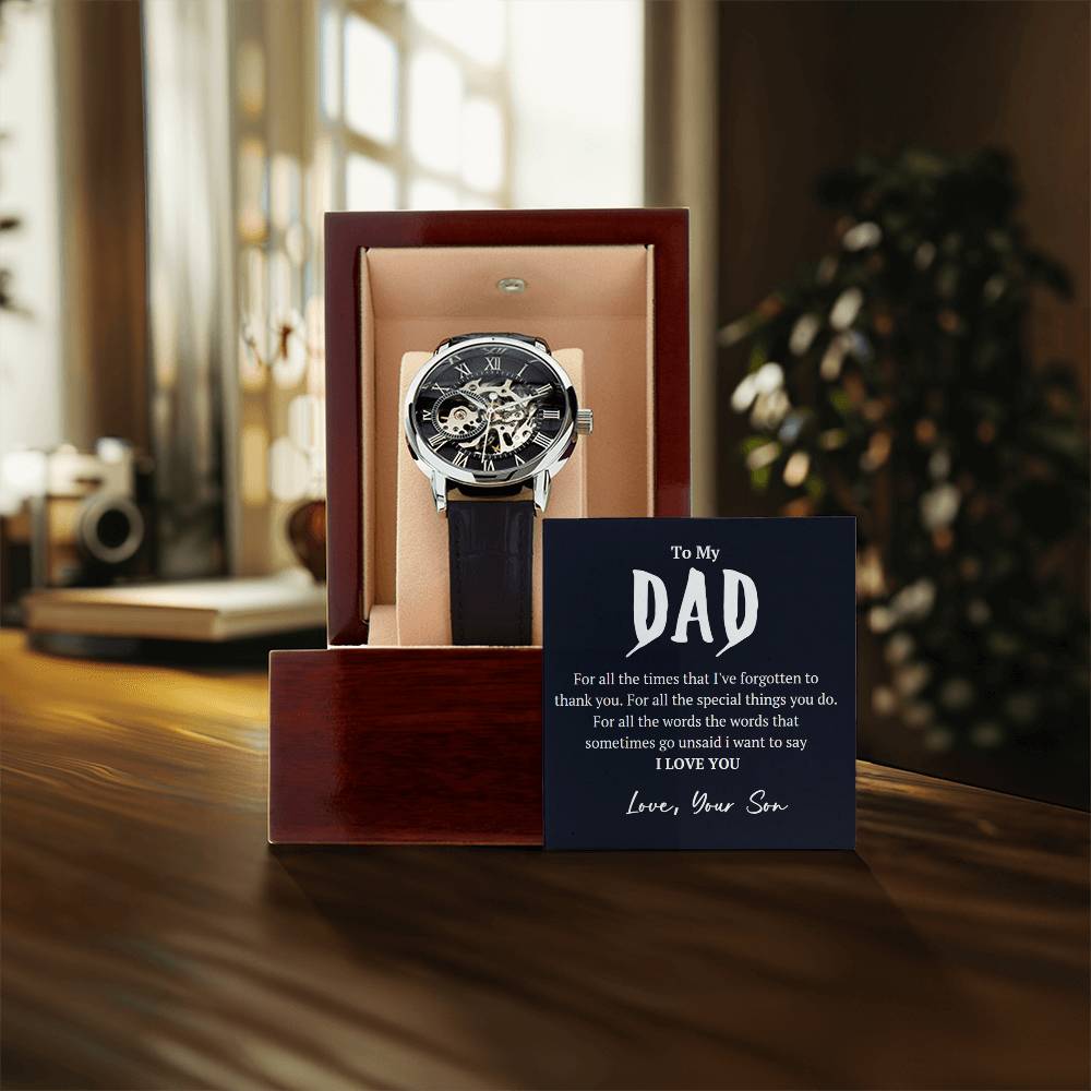 To My Dad From Son “Love You Forever” Openwork Watches Gift For Father Day