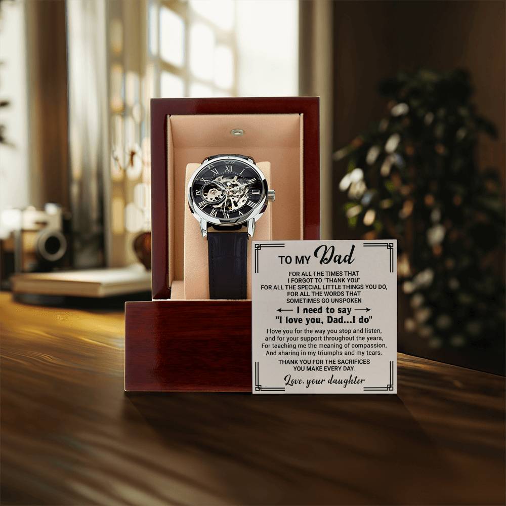 Gift For Dad From Daughter For All Triumphs Men's Openwork Watch