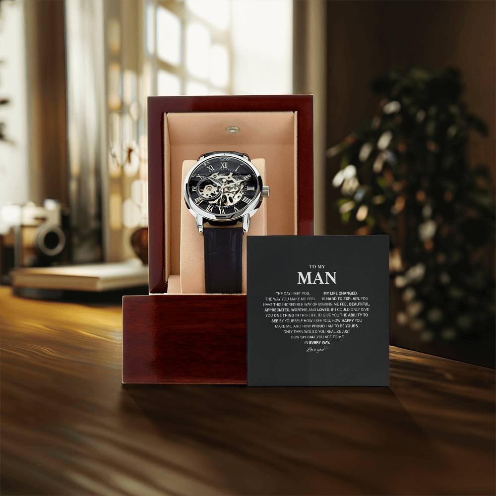 Personalized Sentimental Gifts For Boyfriend, To My Man Openwork Watches, Birthday Christmas Anniversary Valentine Gift