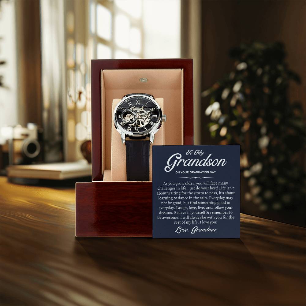 To My Grandson Grandson Gift From Grandma Grandson Watch Gift Grandson Graduation Gift Meaningful Openwork Watch