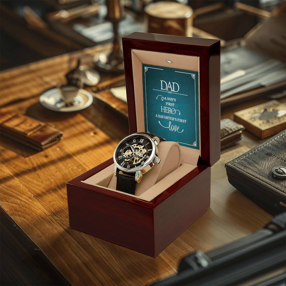 Dad A Son's First Hero - Men's Openwork Watch