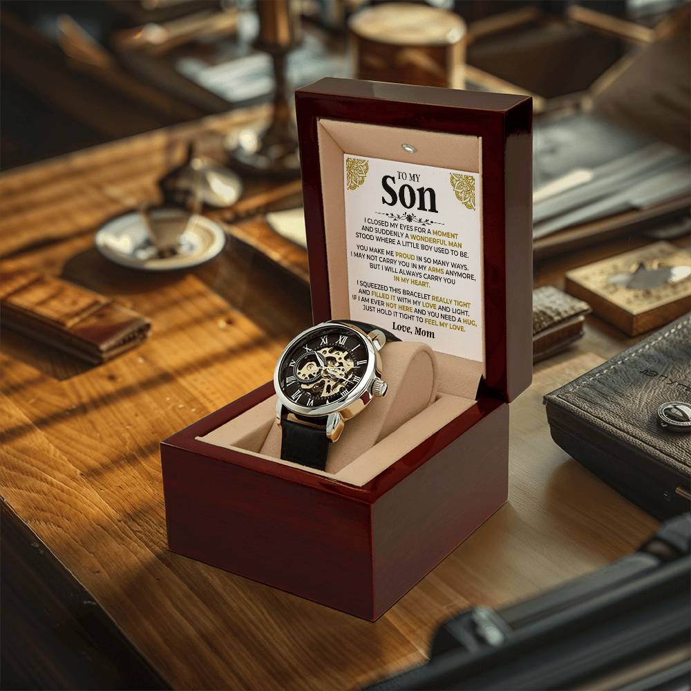 To My Son  Mom  Braided Openwork Watches Gift Set