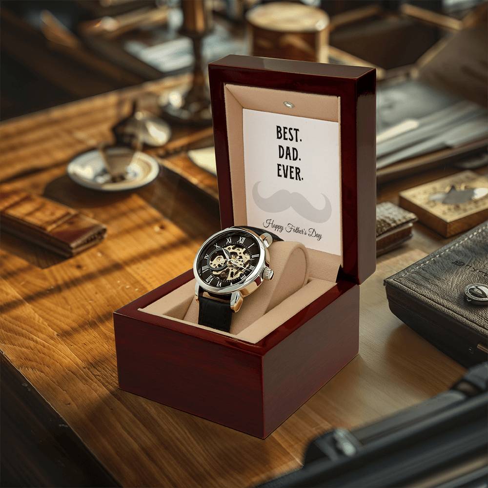 Best. Dad. Ever. Moustache Dad  Father's Day Gift  Dad Gift - Openwork Watches