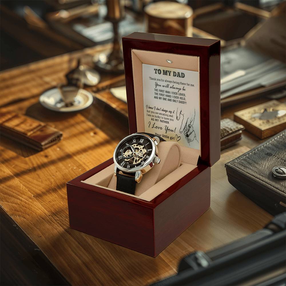 Gift For Dad From Daughter First Hand Men's Openwork Watch