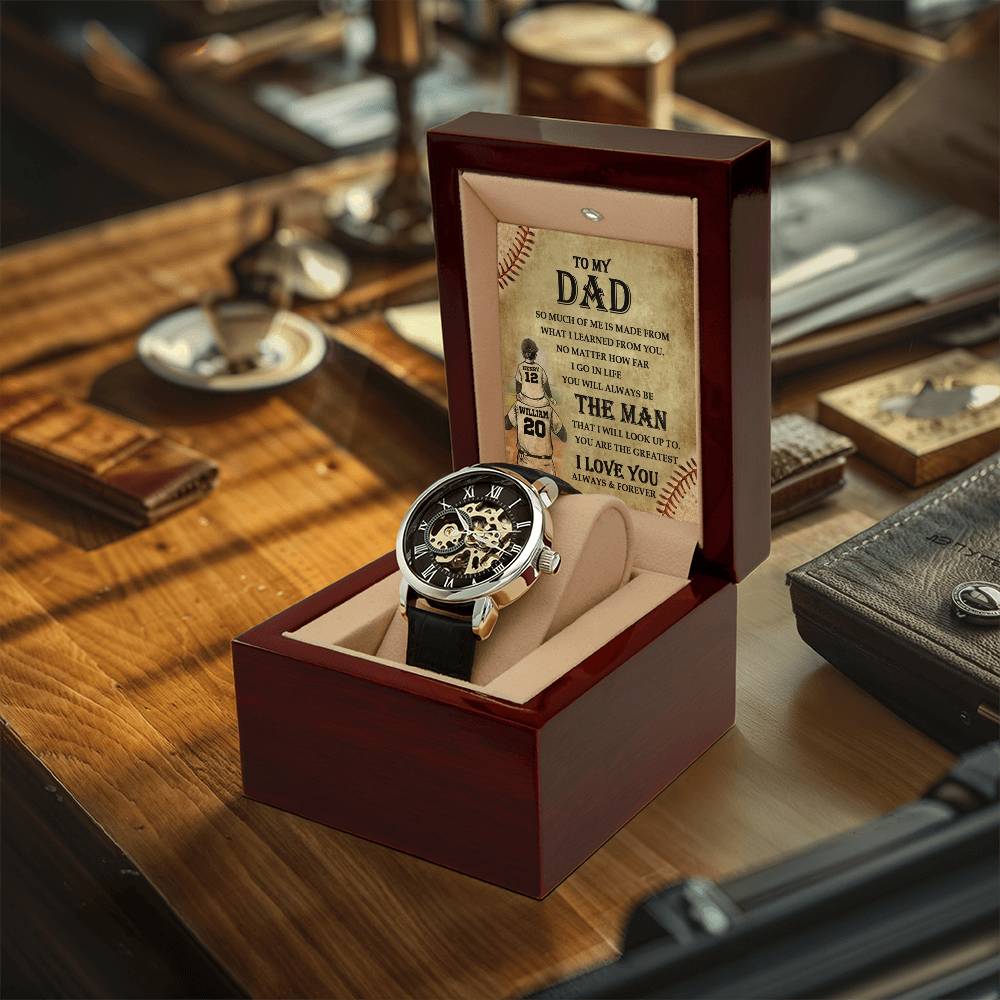 To My Dad Openwork Watch Gift For Dad From Son Father's Day Gift Birthday Christmas Gift