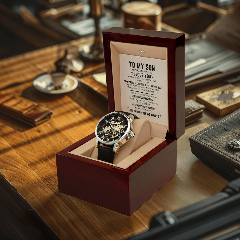 Gifts For Son From Dad And Mom - Always With You - Openwork Watches - Two Tone Box