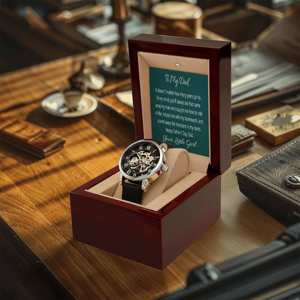 To My Dad Watch To Dad From Daughter Gift Openwork Watch With Message Card For Dad Father's Day Gift From Daughter