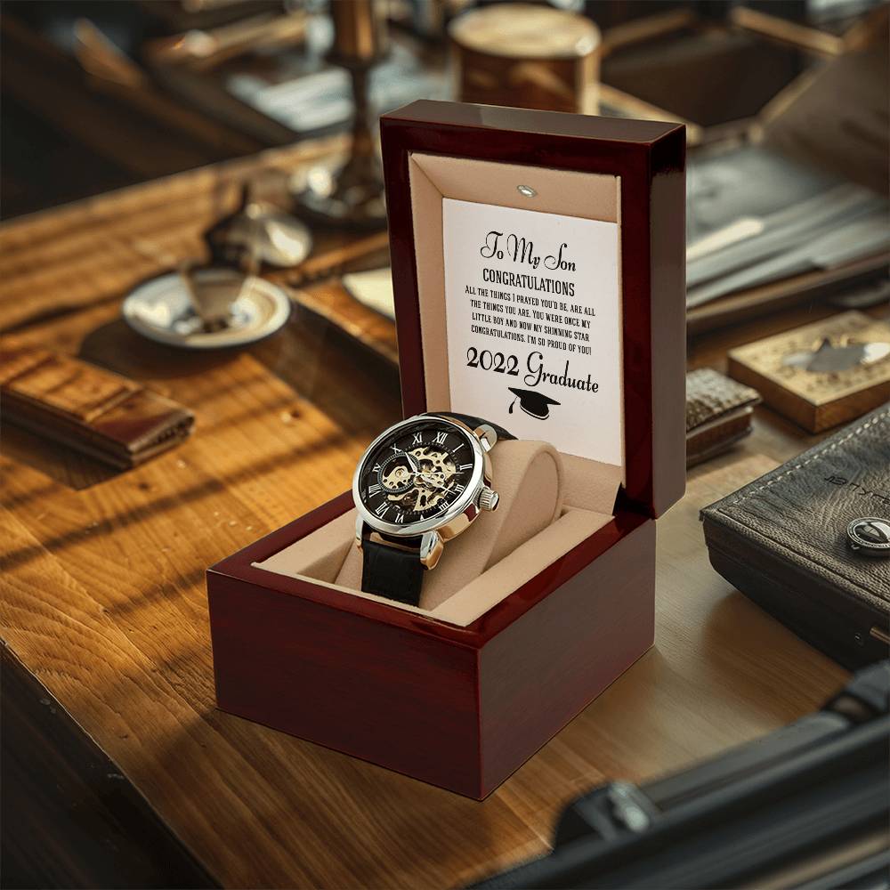 Class Of 2022 Gift For Son Men's Watch For Son's Graduation High School Graduation Gift Watch College Graduation Gift Openwork Watch