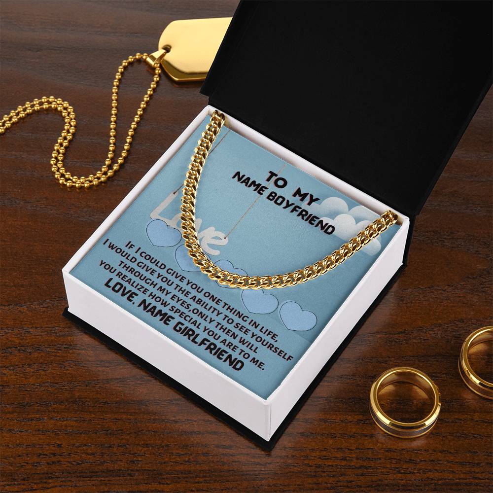Personalized Necklace Name Gift For Boyfriend Cuban Link Chain