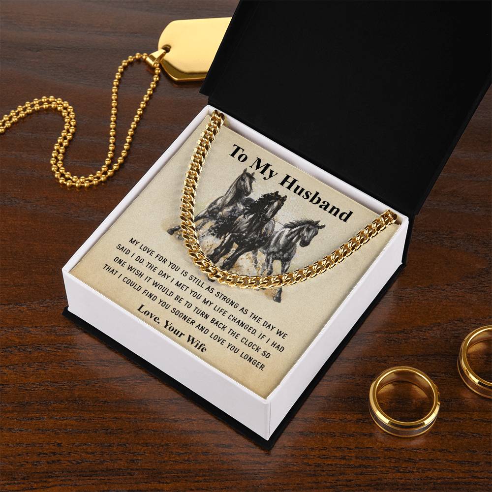 Husband Fathers Day Gift Silver Cuban Link Chain For Men Husband Birthday Gift Anniversary Gift For Horse Lover Cowboy