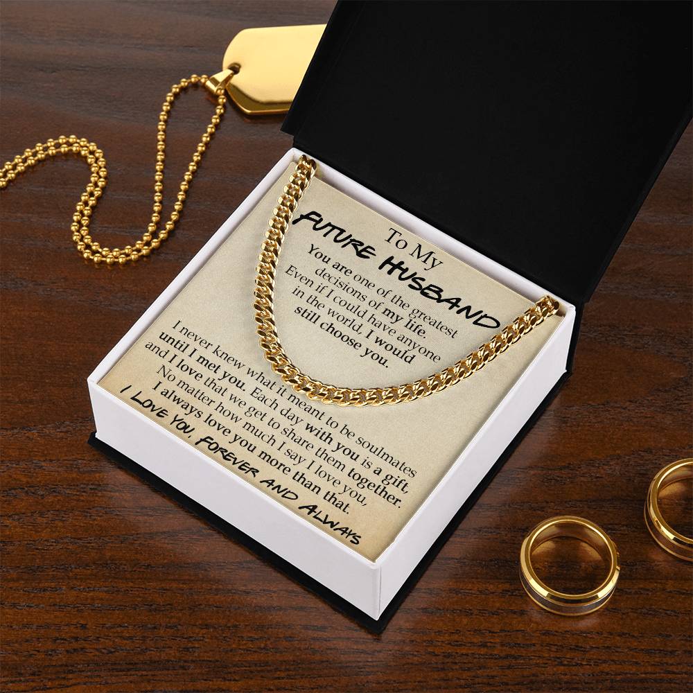 To My Future Husband Cuban Chain Necklace Sentimental Necklace For Him Anniversary Gift Birthday Gift Gift For Future Cuban Link Chain