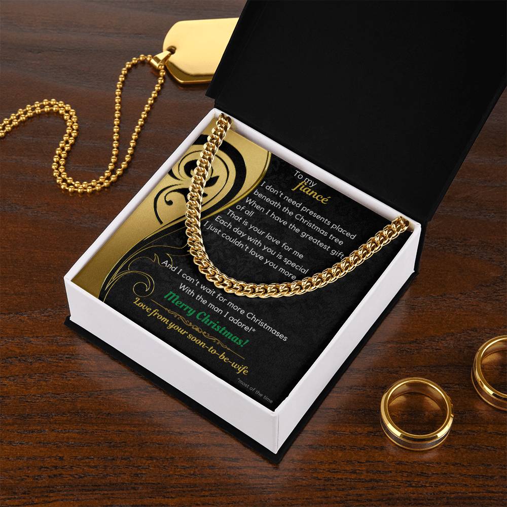 To My Fiancé Christmas Cuban Link Chain Necklace