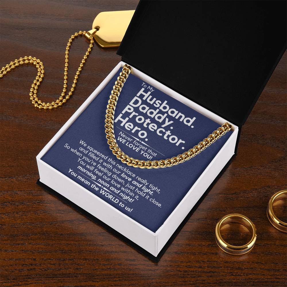 Husbanddaddy - We Love You - Gift Necklace From Family Cuban Link Chain