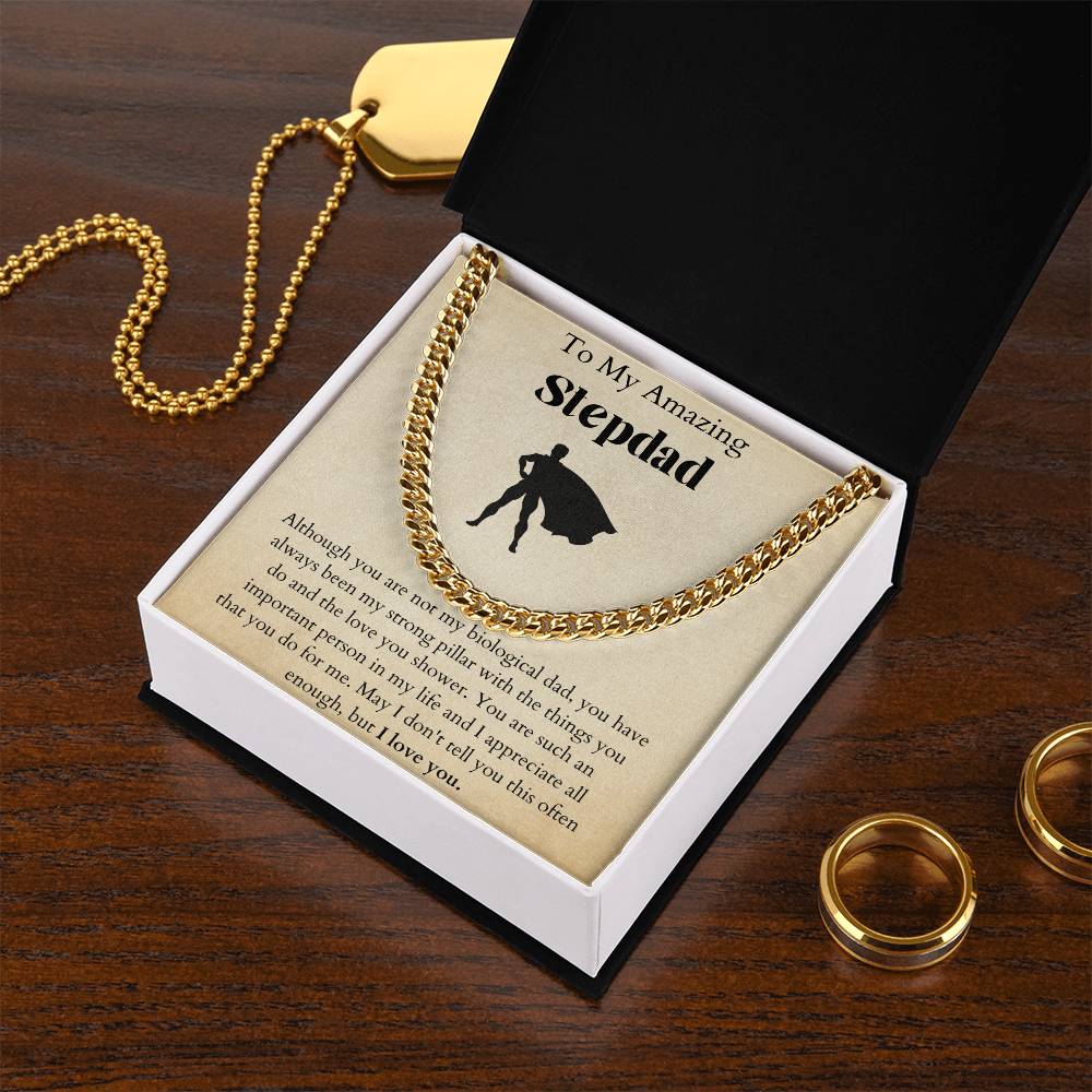 Fathers Day Gift For Stepdad. Stepdad Gift. Birthday Gift For Stepdad. I Love You Stepdad. Stepdad Gift On Fathers Day Cuban Link Chain
