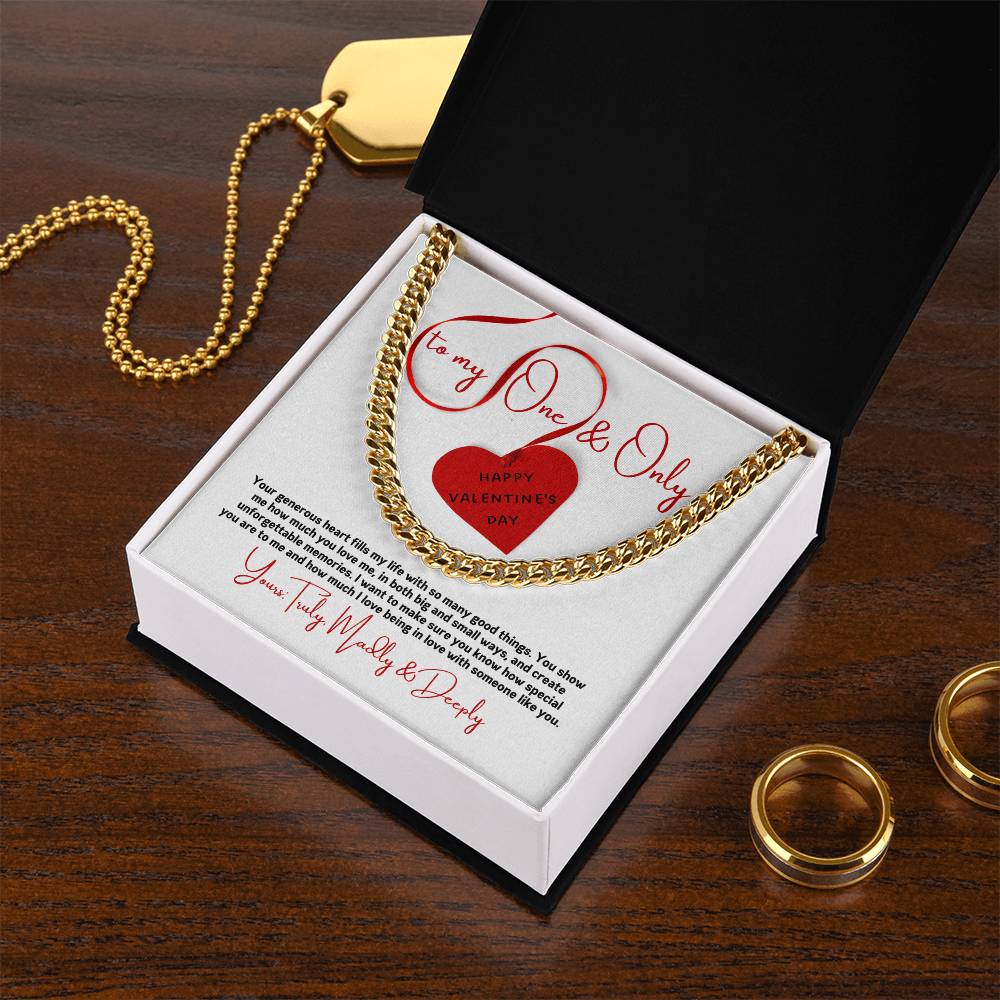 Valentine Gift For Husband Cuban Link Chain Men Valentines Day Gift Long Distance Heavy Chain Necklace Romantic Gift F