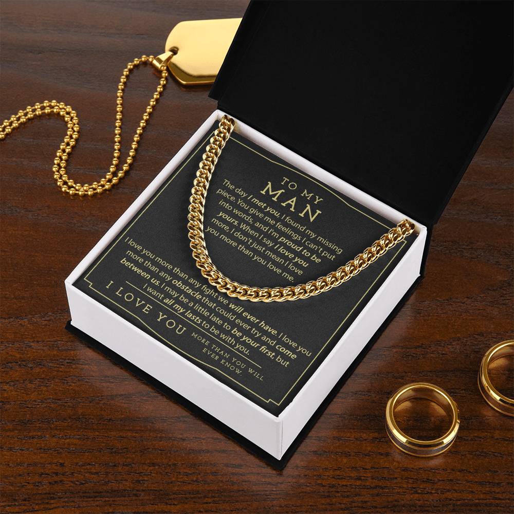 To My Man Necklace Boyfriend Necklace Gift Birthday Gift For Him Chain Necklace For Him Anniversary Husband Gift Cuban Link Chain