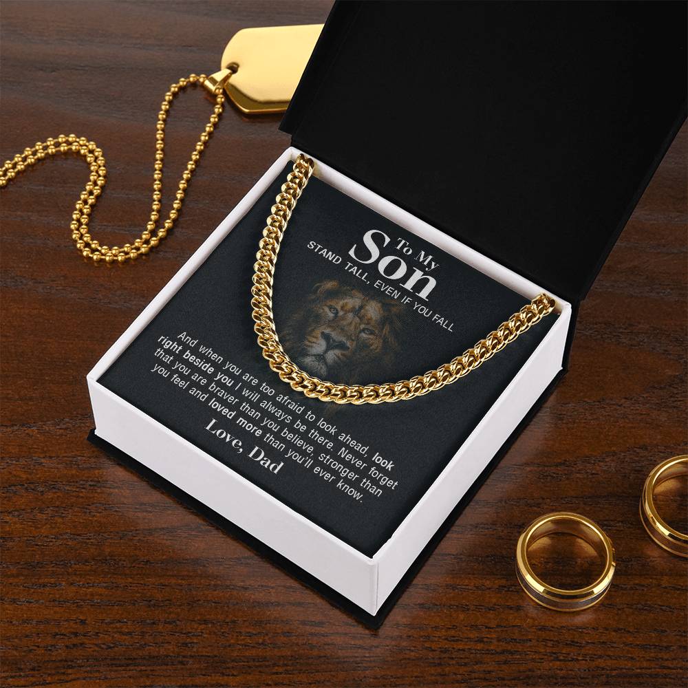 To My Son - Stand Tall From Dad - Cuban Link Chain