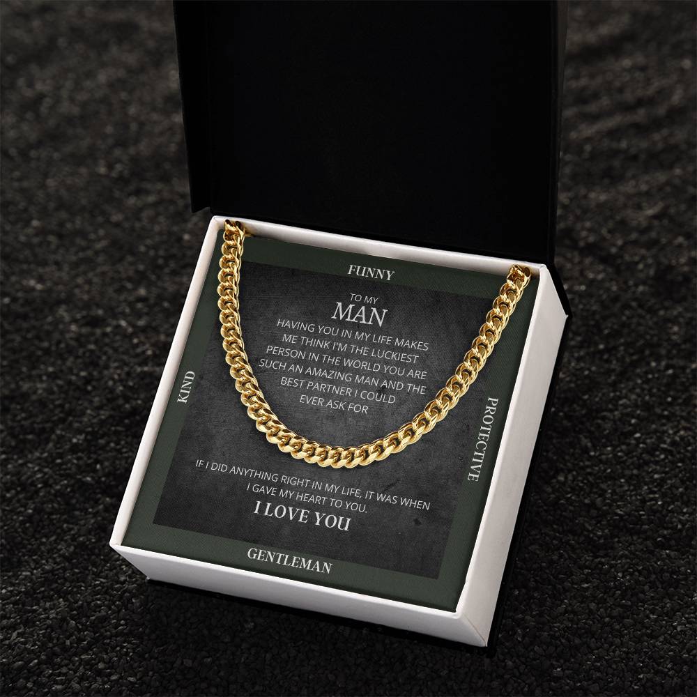 I Gave My Heart To You Cuban Link Chain Necklace Forest Original