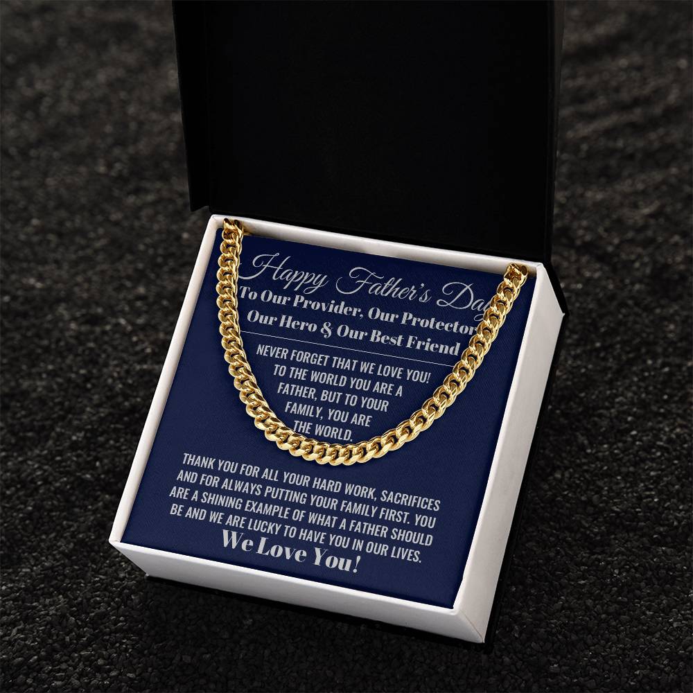 Our World Father's Day Necklace Cuban Link Chain