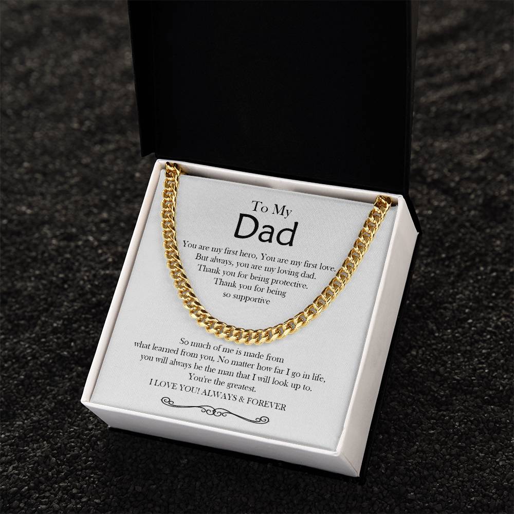 To My Dad Cuban Chain Necklace Gift For Dad From Son Daughter Father's Day Gift Dad Birthday Anniversary Gift Cuban Link Chain