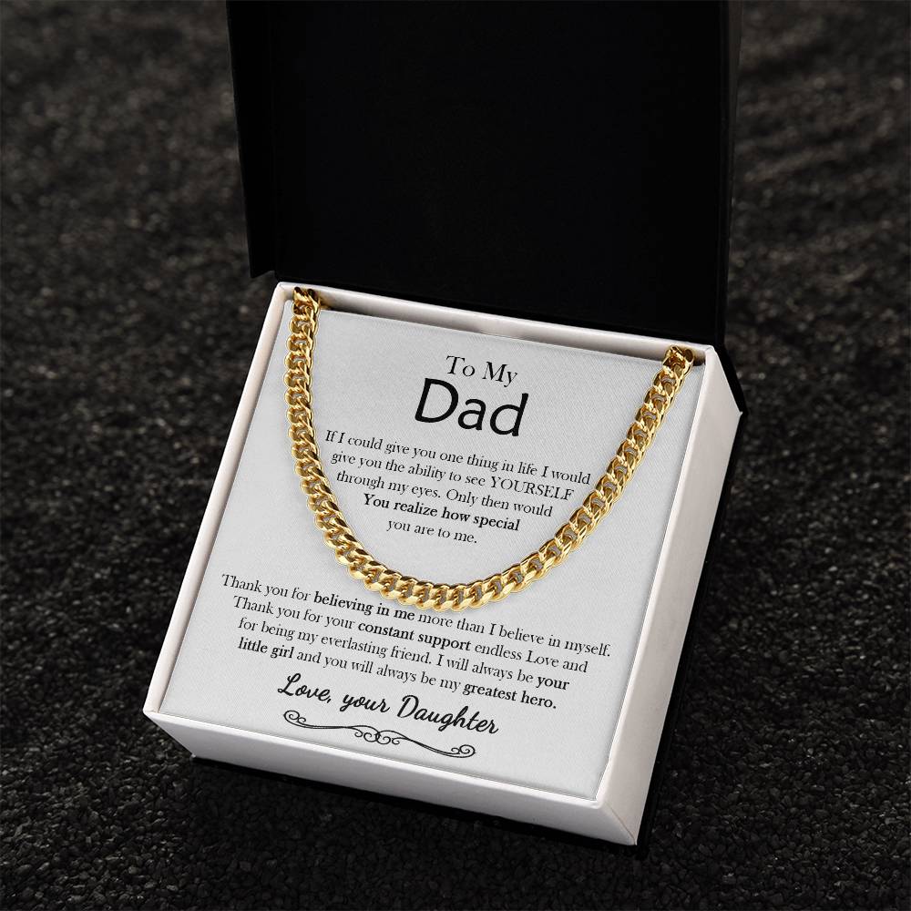 To My Dad Chain Necklace Personalized Gift For Dad From Daughter Birthday Gift For Dad Father's Day Gift Cuban Link Chain