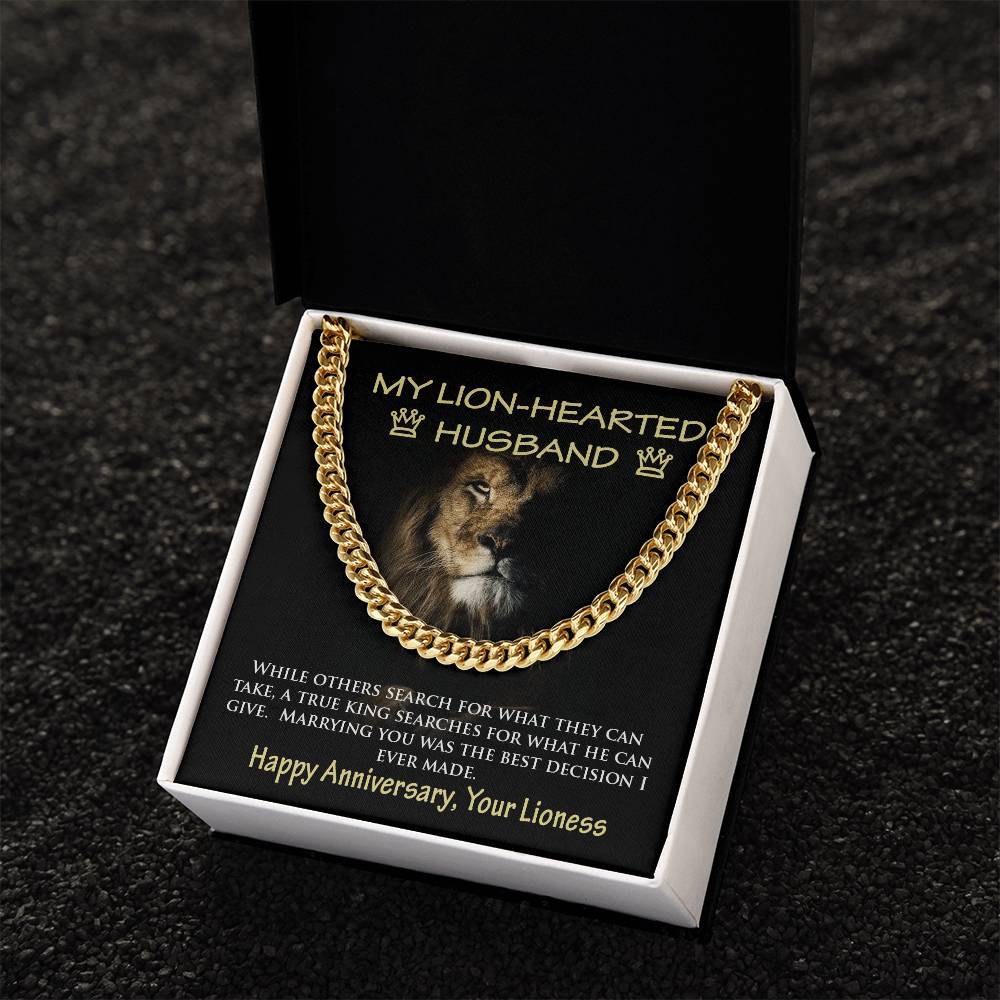 Cuban Link Chain Necklace Gift For Lion Husband King