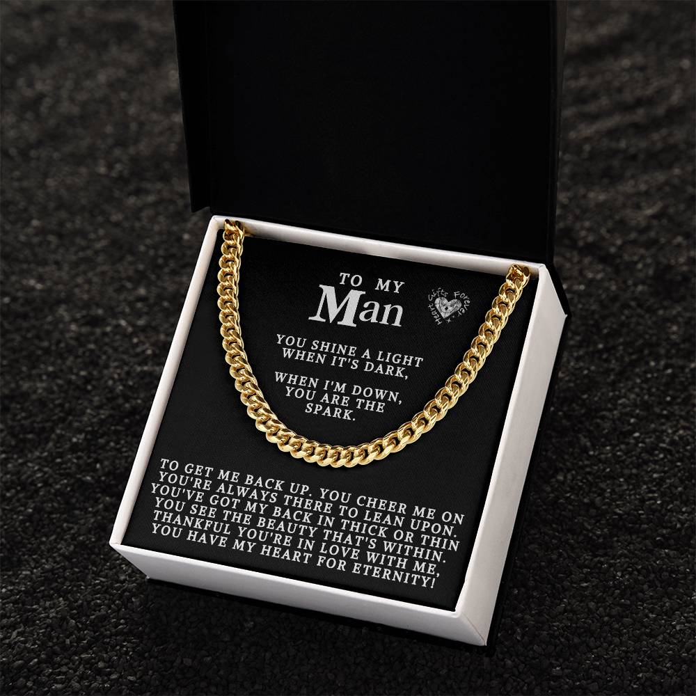 To My Man For Eternity Chain Link Necklace Cuban Link Chain