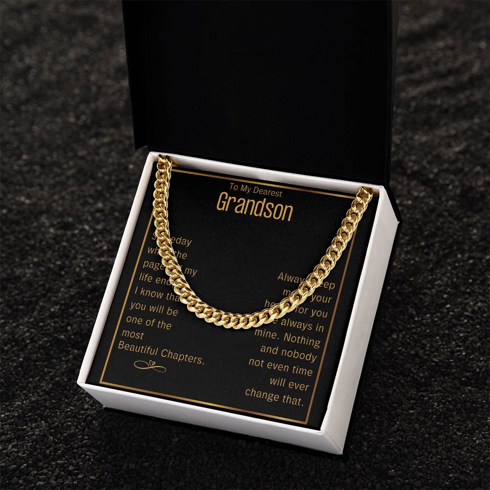 Grandson Cuban Chain Jewelry Necklace For Grandson Keepsake Gifts For Grandsons Personalized Gifts For Grandson Christ Cuban Link Chain