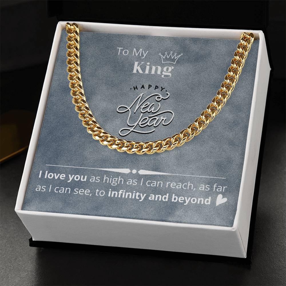Necklace Gift For Boyfriend Husband  Happy New Year Gift Message Card Cuban Link Chain
